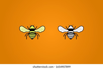 Imagen vectorial de abeja con color y blanco negro. puede utilizarse como iconos, imágenes prediseñadas y en la cubierta de cualquier producto de la abeja.