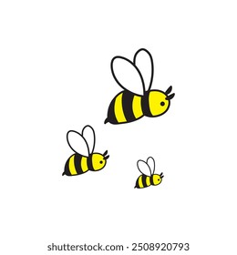 Bienen-Vektorbild, Honigbienen-Bild-Illustration, Bienen-Kinder-Cartoon, süße Bienen-Vektorgrafik.