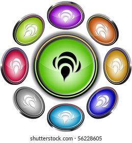 Bee. Vector internet buttons. 8 different projections.