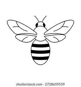 Bienen-Vektorlinien-Kunst, fliegende Insektenbestäubung Illustration