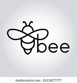 Bee Vector Logo – Black Minimalist Design, Clean Line Art Emblem for Eco-Friendly Packaging, Wellness Brands and Artisan Products