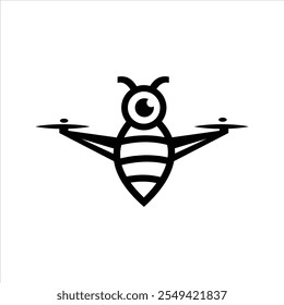 bee vector logo design with black and white color