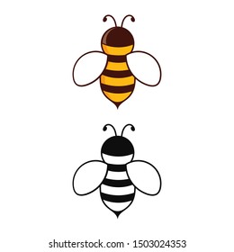 Bee vector logo design template. Bee icon isolated on white background. Honey flying bee. Insect. Flat style vector illustration.
