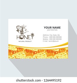 Bee vector logo. Honey natural product. logo business card design. Element for design business cards, invitations, gift cards, flyers and brochures