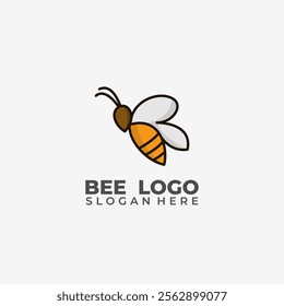 Bee vector logo with modern minimalist style