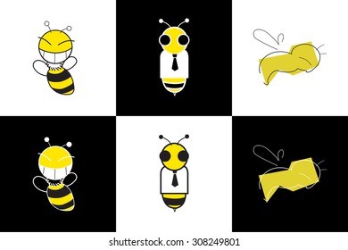 Bee vector logo symbol set