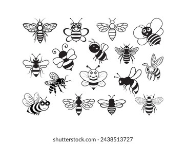 Bee vector for print, Bee clipart, Bee vector illustration