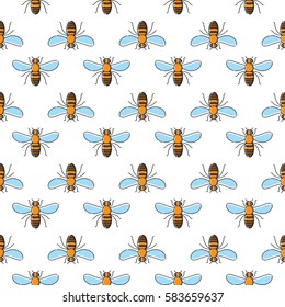 Bee vector seamless pattern for textile design, wallpaper, wrapping paper or scrapbooking.