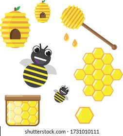 bee vector set flat design