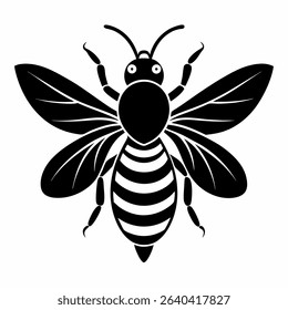 Bee vector silhouette art white background