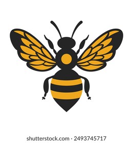 Bee vector silhouette illustration with black and yellow color