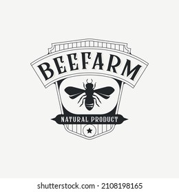 bee vintage logo vector illustration minimalist icon design hunter