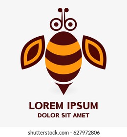 Bee , wasp , bumblebee , insect vector logo . Vector illustration isolated on background .
