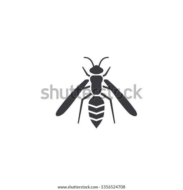 蜂 スズメバチのアイコンベクター画像 塗りつぶされた平らな記号 白い背景に実線の絵文字 シンボル ロゴイラスト ベクター画像 のベクター画像素材 ロイヤリティフリー