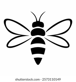 Bee or wasp, insect, black silhouette, template, tattoo, vector icon, symbol