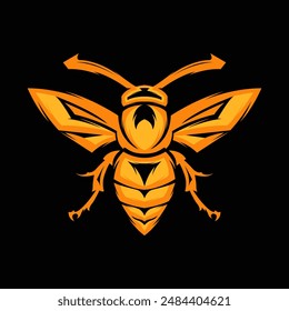 Clip Insignia de la Plantilla del Vector del logotipo del arte del insecto del insecto de la avispa de la abeja