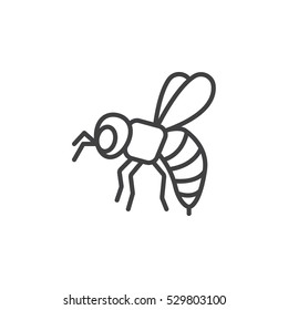 Bee, wasp line icon, outline vector sign, linear pictogram isolated on white. Symbol, logo illustration