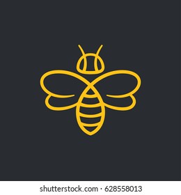 Bee or wasp logo design vector illustration. Stylish minimal line icon.