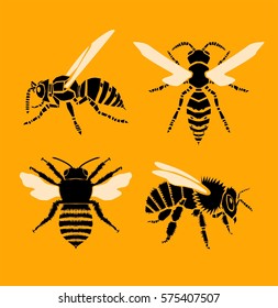 Bee and Wasp, vector illustration