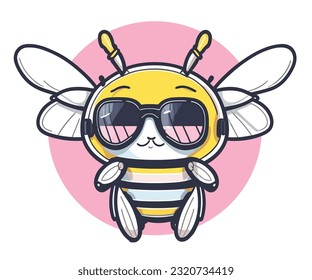 Biene mit Sonnenbrille, Vektorbild