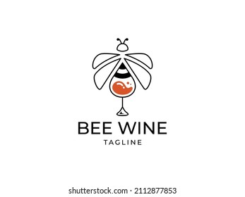 Bee and wine creative logo template