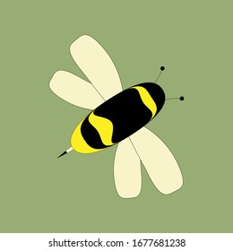 
bee with wings and antennae, as well as a sting