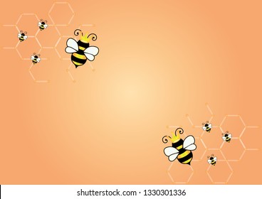 Bee worker and queen are in bee hive on background illustration vector