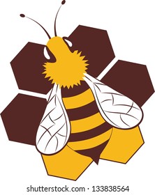 Bee working on honey cells
