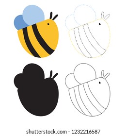 bee worksheet vector design for kid