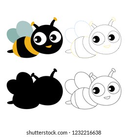 bee worksheet vector design for kid