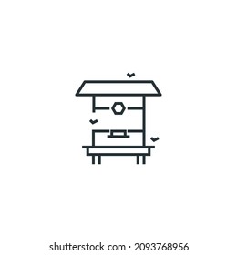 Bee yard thin line icon stock illustration. Beekeeping and apiary related icon