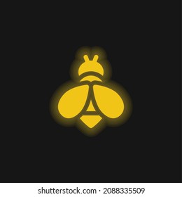 Bee yellow glowing neon icon