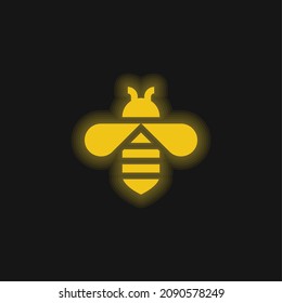 Bee yellow glowing neon icon