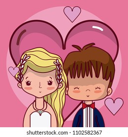 Beeautiful wedding couple cartoon
