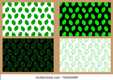 Beech leaf - vector pattern - set , (Fagus sylvatica)