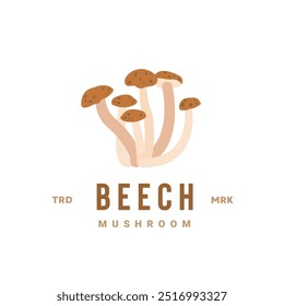 beech mushroom logo illustration is suitable for vegetable shops and gardens, both for posters and web icons.