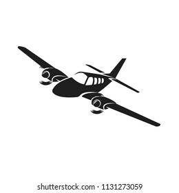 beechbaron Small plane vector illustration. Twin engine propelled aircraft. Vector illustration.