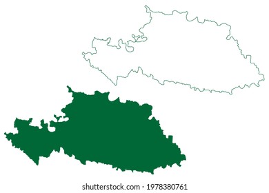 Beed district (Maharashtra State, Aurangabad Division, Republic of India) map vector illustration, scribble sketch Beed map