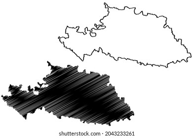 Beed district (Maharashtra State, Aurangabad Division, Republic of India) map vector illustration, scribble sketch Beed map