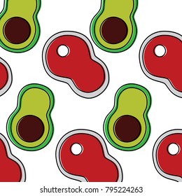 beef avocado food pattern image 