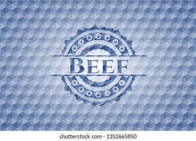 Beef blue emblem with geometric pattern.
