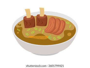 Beef Bone Soup on a Bowl. Bone broth.