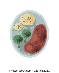 beef with broccoli food plating, icon isolated