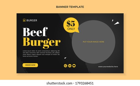 Beef burger banner template for fast food restaurant