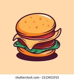Burger de carne con queso lindo vector de imagen