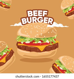 Beef Burger Design Vector Illustration