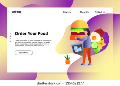 Beef Burger Food Banner and Landing Page Illustration