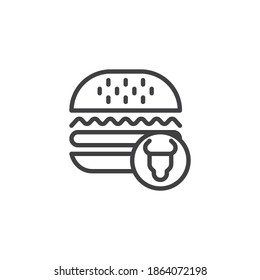 Beef burger line icon. linear style sign for mobile concept and web design. Hamburger outline vector icon. Symbol, logo illustration. Vector graphics
