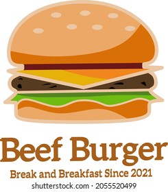 Beef burger logo. Fast food logo. Beef burger icon.