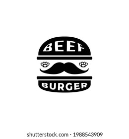 diseño del logotipo del vector del bigote de la hamburguesa de carne